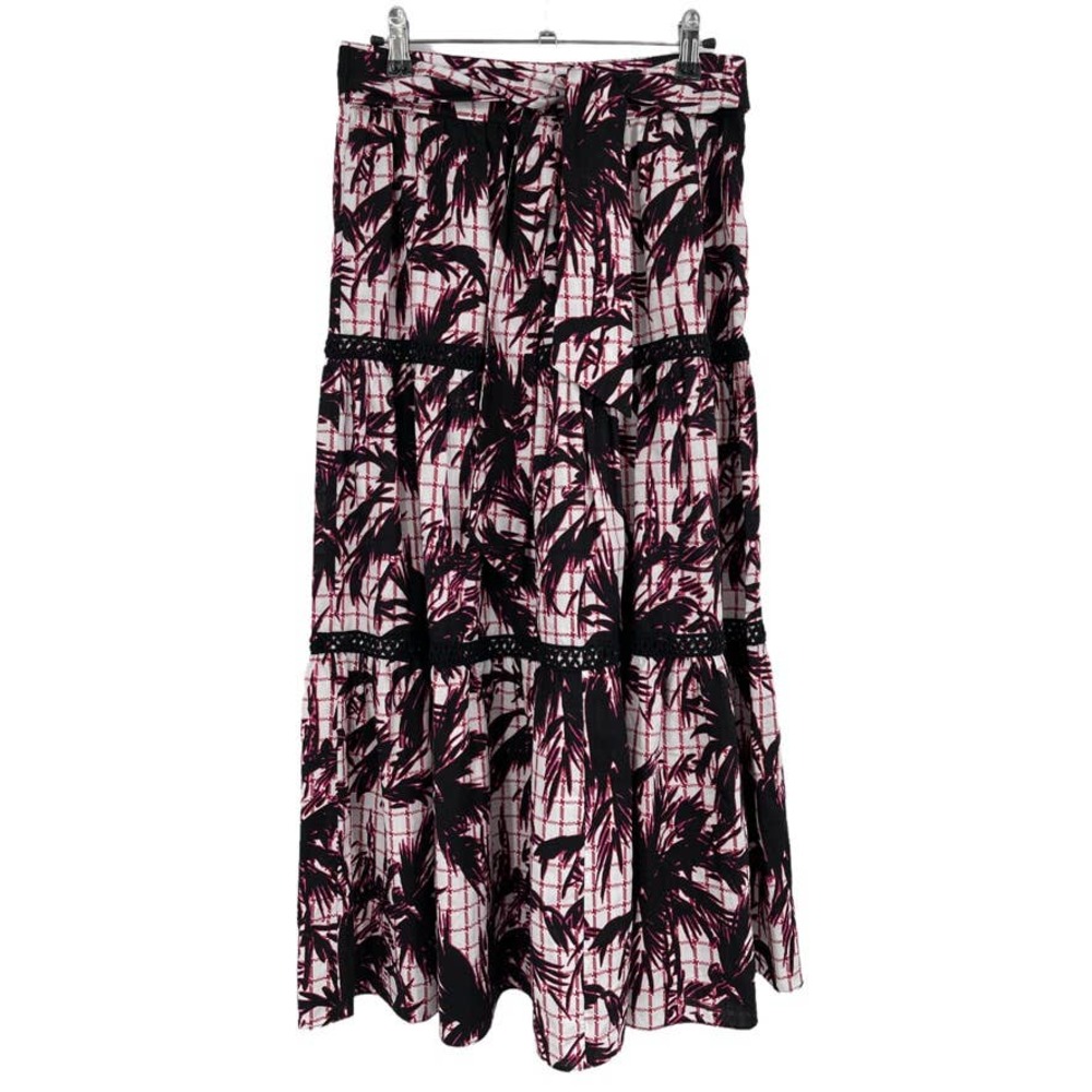 NWT - DIANE VON FURSTENBERG Lucia Tiered Cotton Midi Skirt in Palm White - Sz 6 - Picture 2 of 12